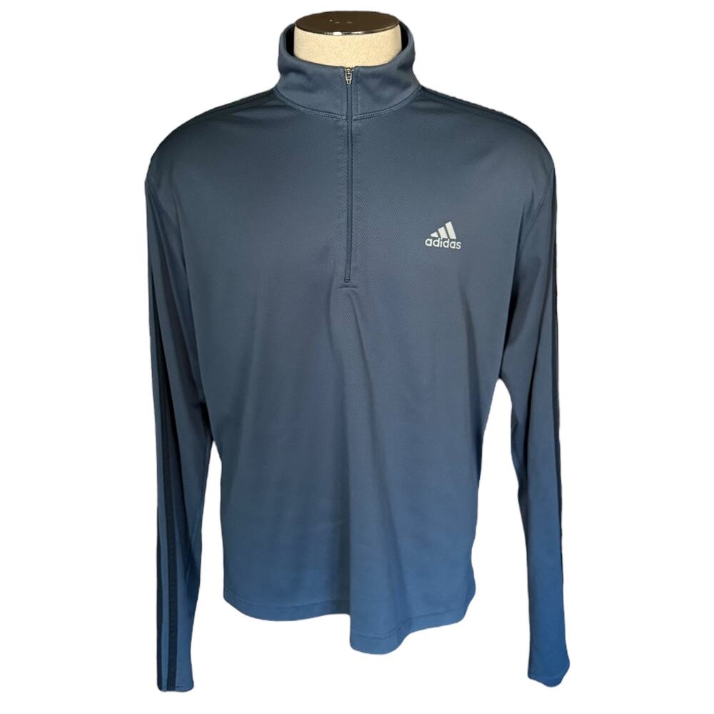 Adidas Gray Vintage '03 1/4 Zip 3 Stripe Knit Mesh Pullover Large